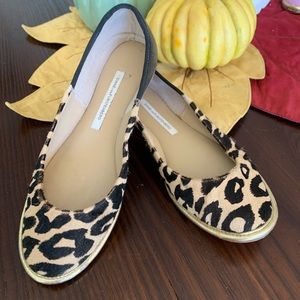Diane von Furstenberg 7.5 Black Leather Leopard